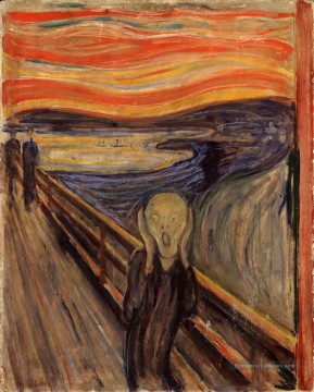  1893 Peintre - Le cri perçant par Edvard Munch 1893 huile